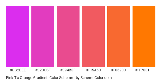Pink To Orange Gradient Color Scheme » Orange » SchemeColor.com
